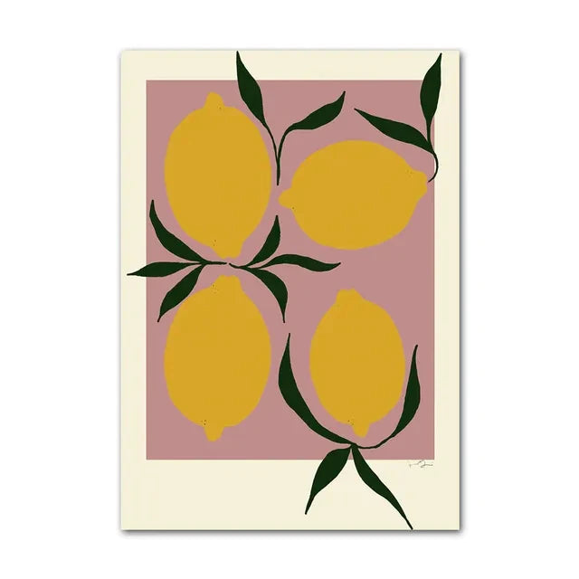 Quadro Decorativo Limão e Vaso Geométrico — Arte Nórdica Minimalista para Sala