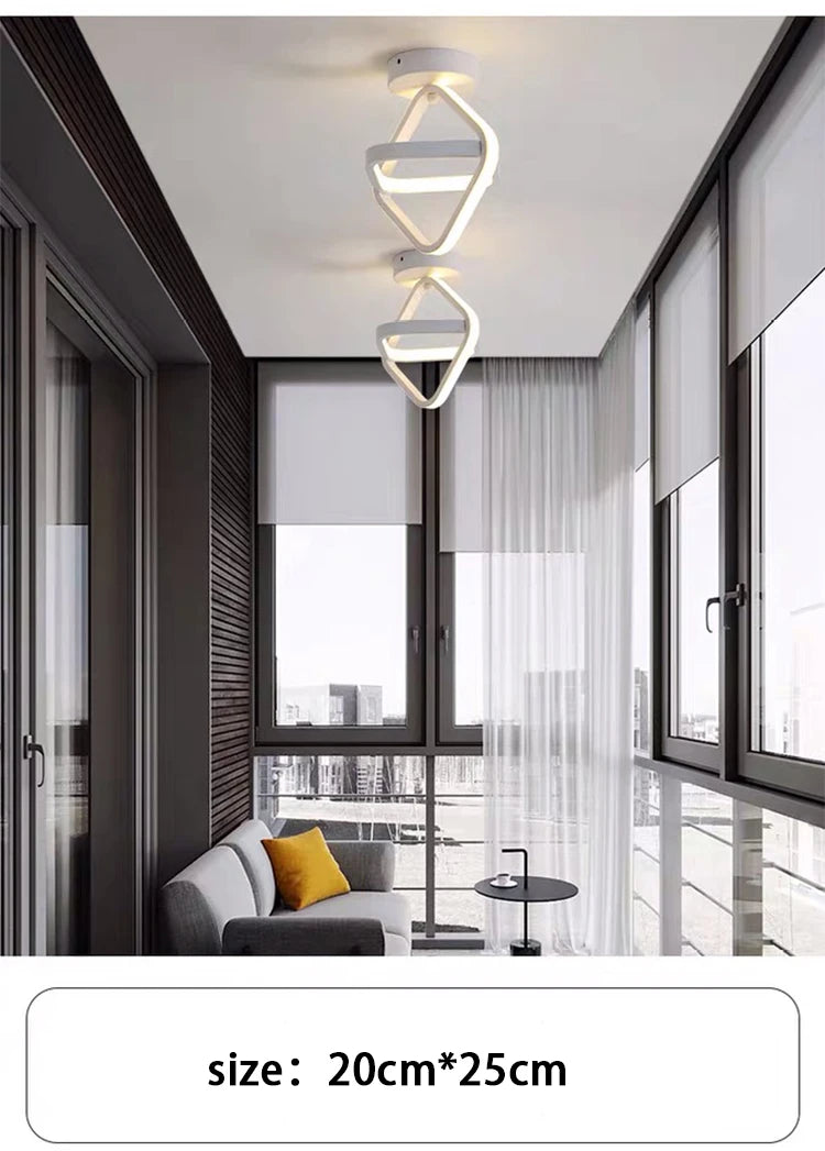 Luminária de Teto LED Moderna 2 Anéis — 3 Tons de Luz para Corredor, Varanda e Escritório