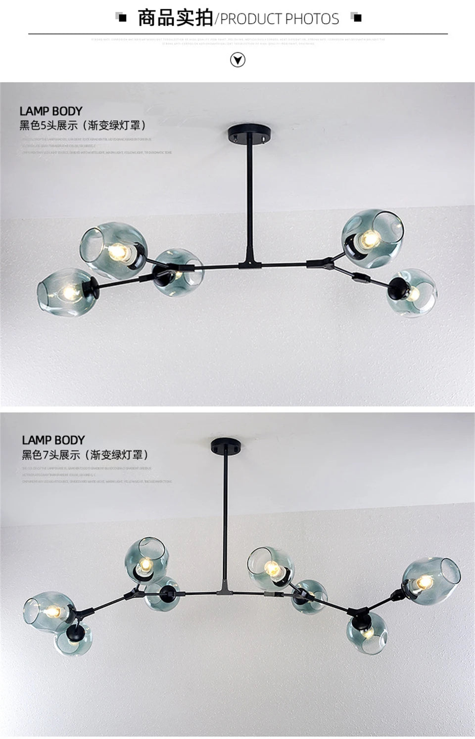 Lustre de Vidro Nórdico Molecular LED — Pendente Moderno para Sala e Cozinha