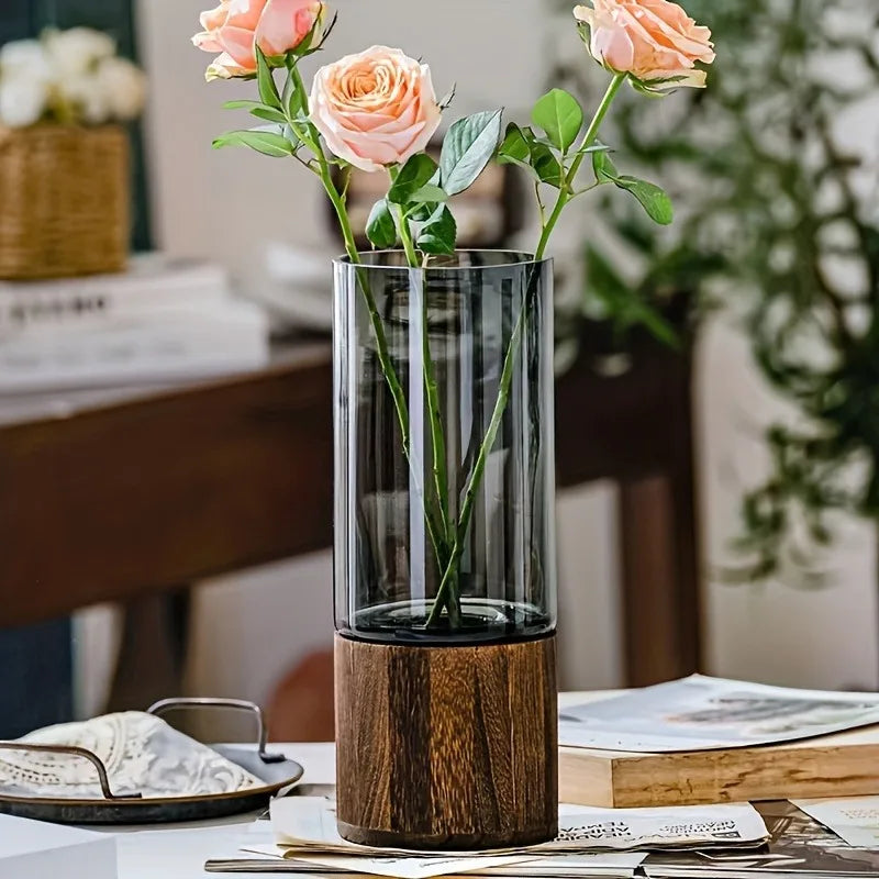 Vaso de Vidro Retrô Luxo Leve — Cultivo em Água para Sala e Mesa