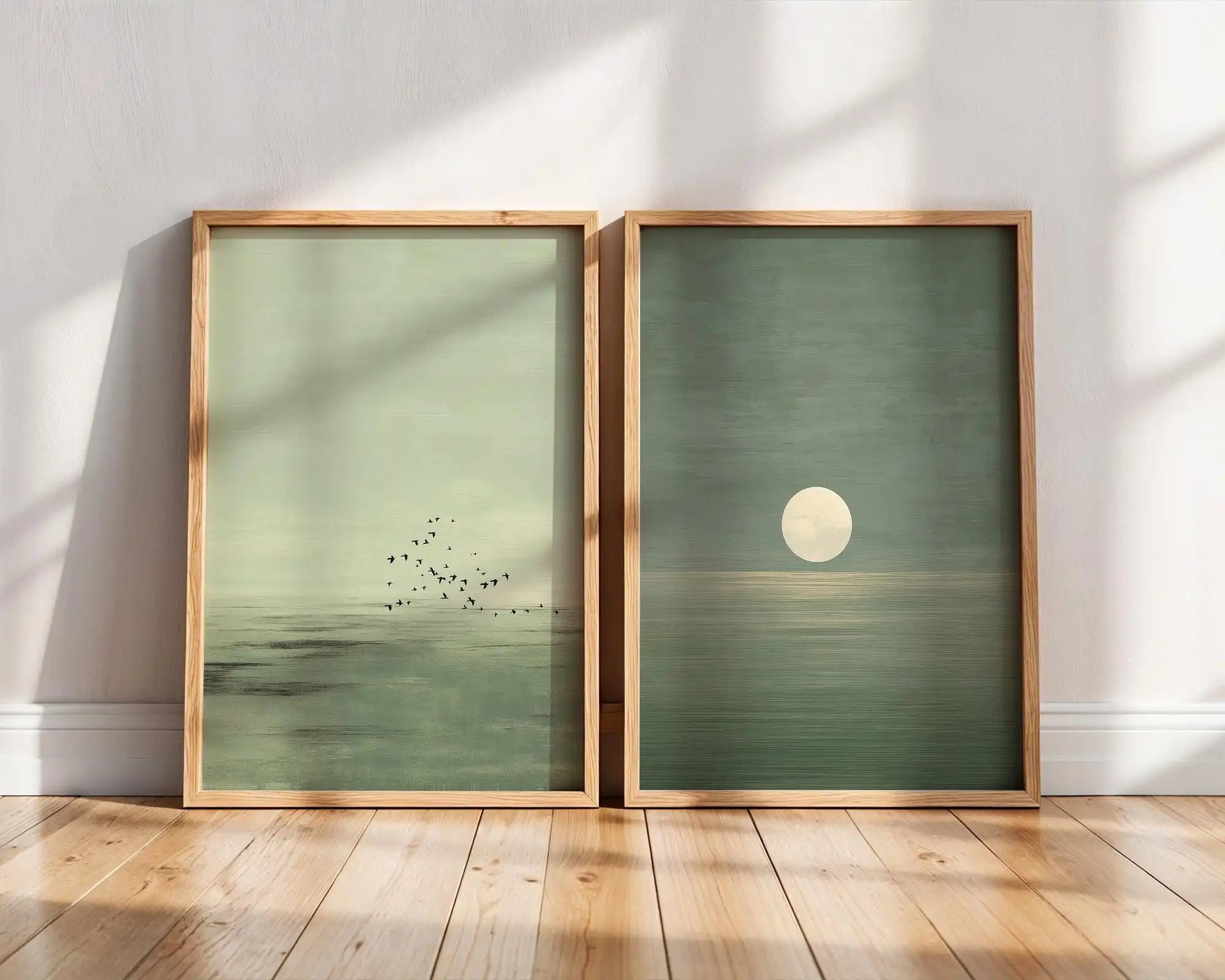 Quadro Decorativo Pôr do Sol Rosa Japandi — Arte Minimalista Escandinava para Sala