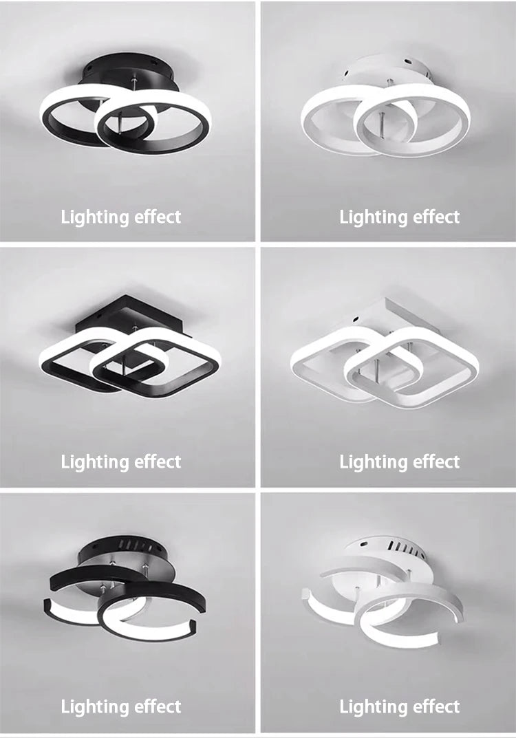 Luminária de Teto LED Moderna 2 Anéis — 3 Tons de Luz para Corredor, Varanda e Escritório