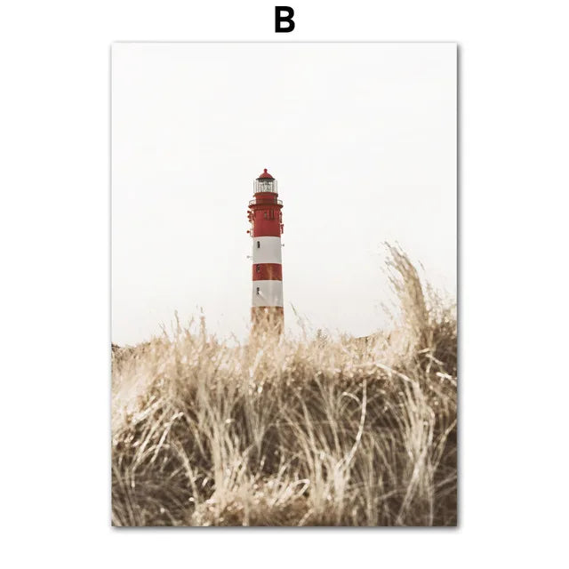 Quadro Decorativo Praia Boho Bege — Arte de Paisagem Nórdica para Sala