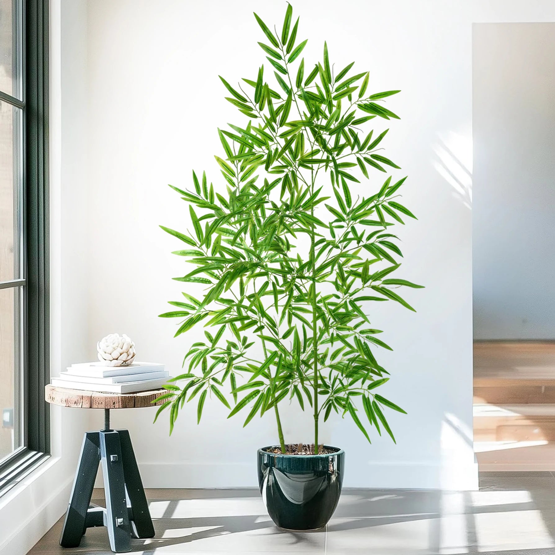 Bambu e Monstera Artificial 100 a 180cm — Exuberância Tropical Permanente para Jardim e Casa
