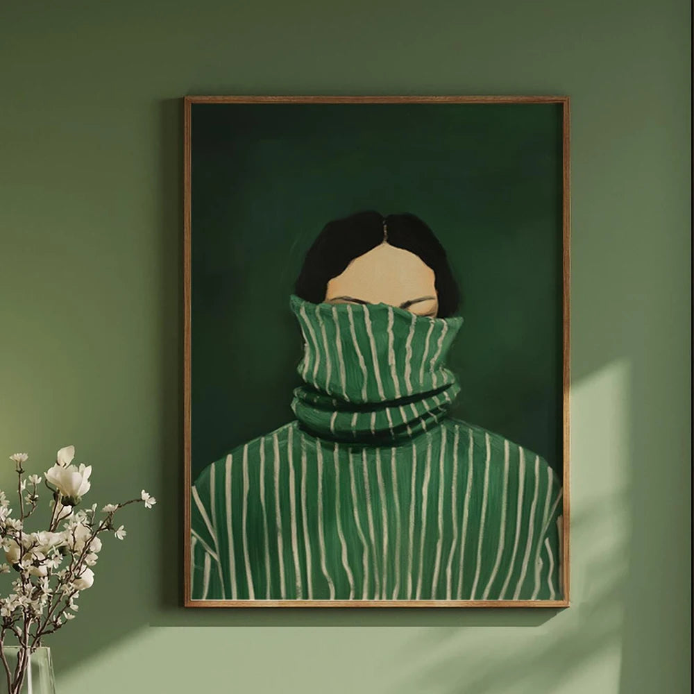 Quadro Decorativo Mulher Abstrata com Flores — Arte Minimalista Japandi para Sala