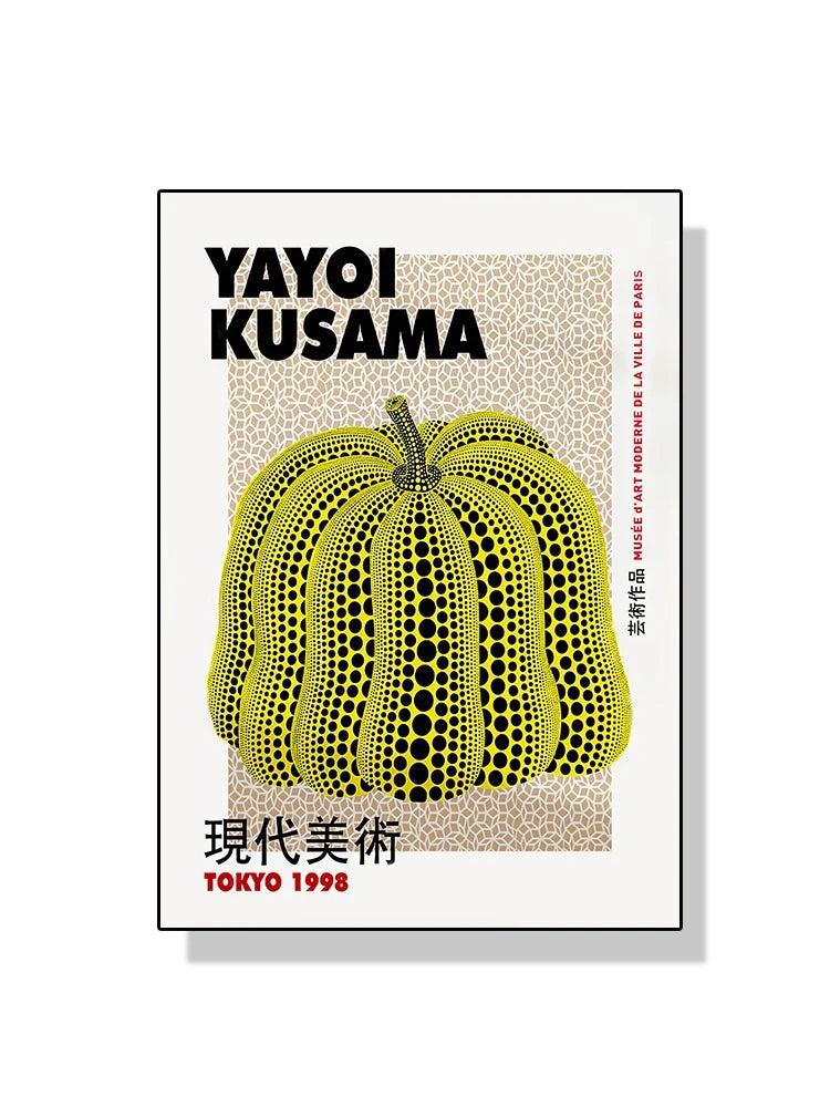 Quadro Decorativo Aboboras e Flores Yayoi Kusama — Arte Abstrata para Sala