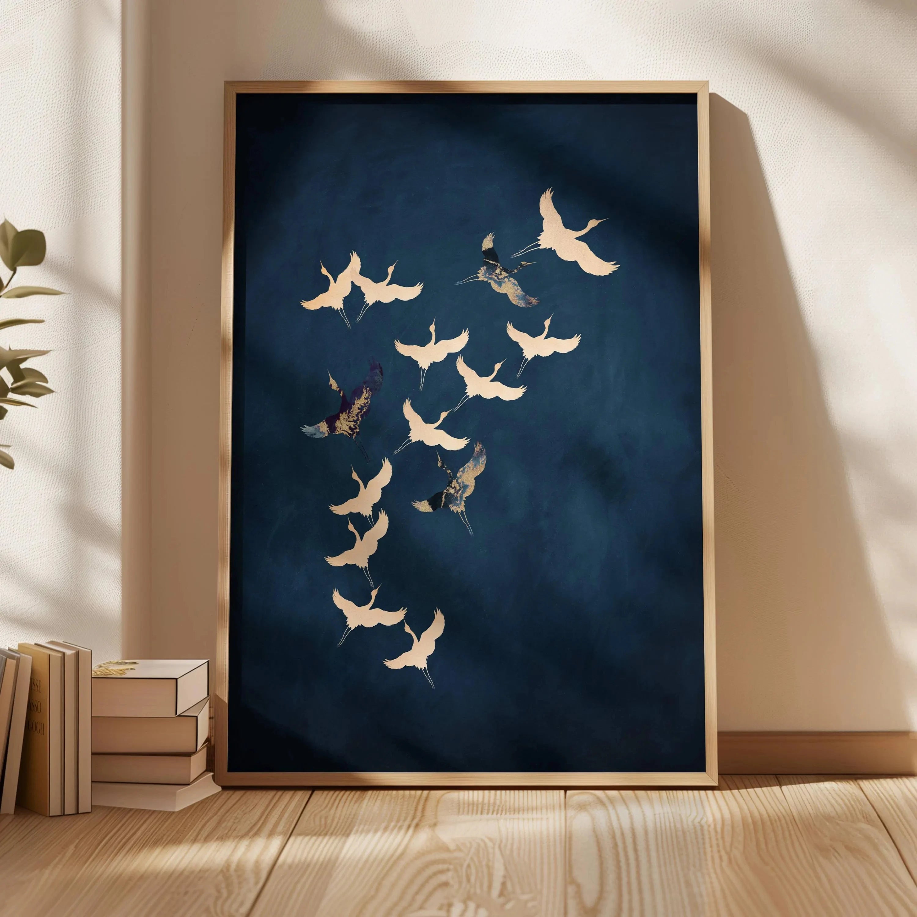 Quadro Decorativo Garça Oriental sem Moldura — Arte Zen para Sala e Quarto