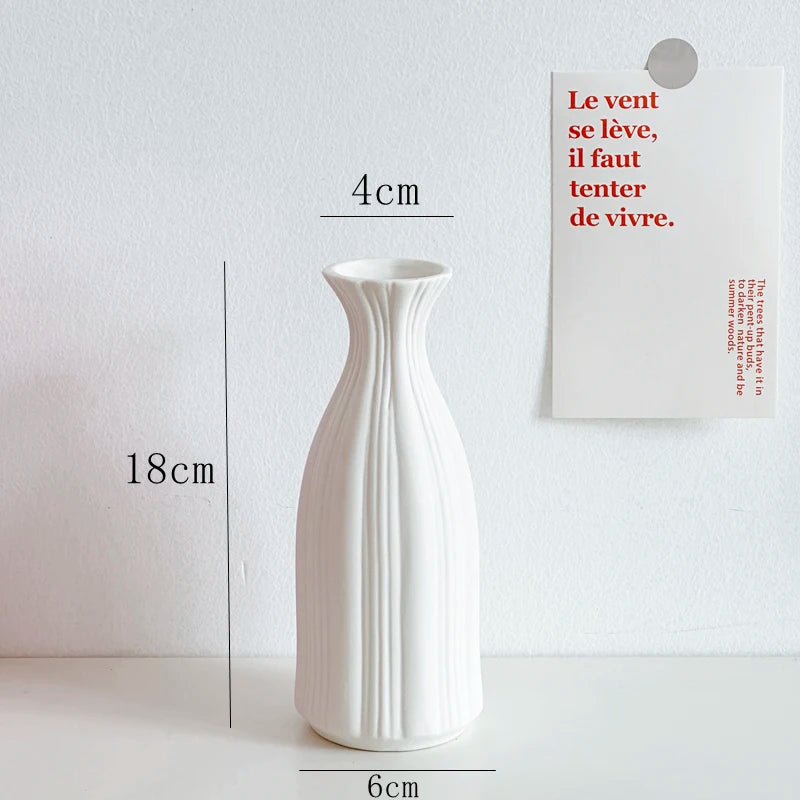 Vaso Cerâmica Grande Branco Nórdico — Para Flores Secas e Hidroponia na Sala