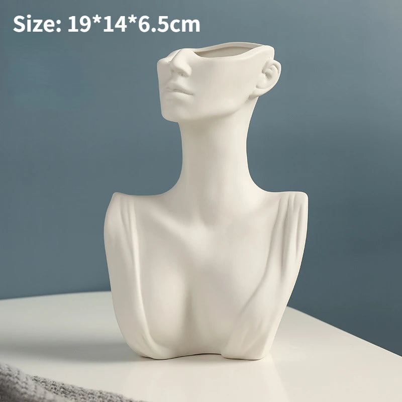 Vaso Cerâmica Corpo Feminino Arte Moderna Nórdico — Decorativo para Flores e Sala
