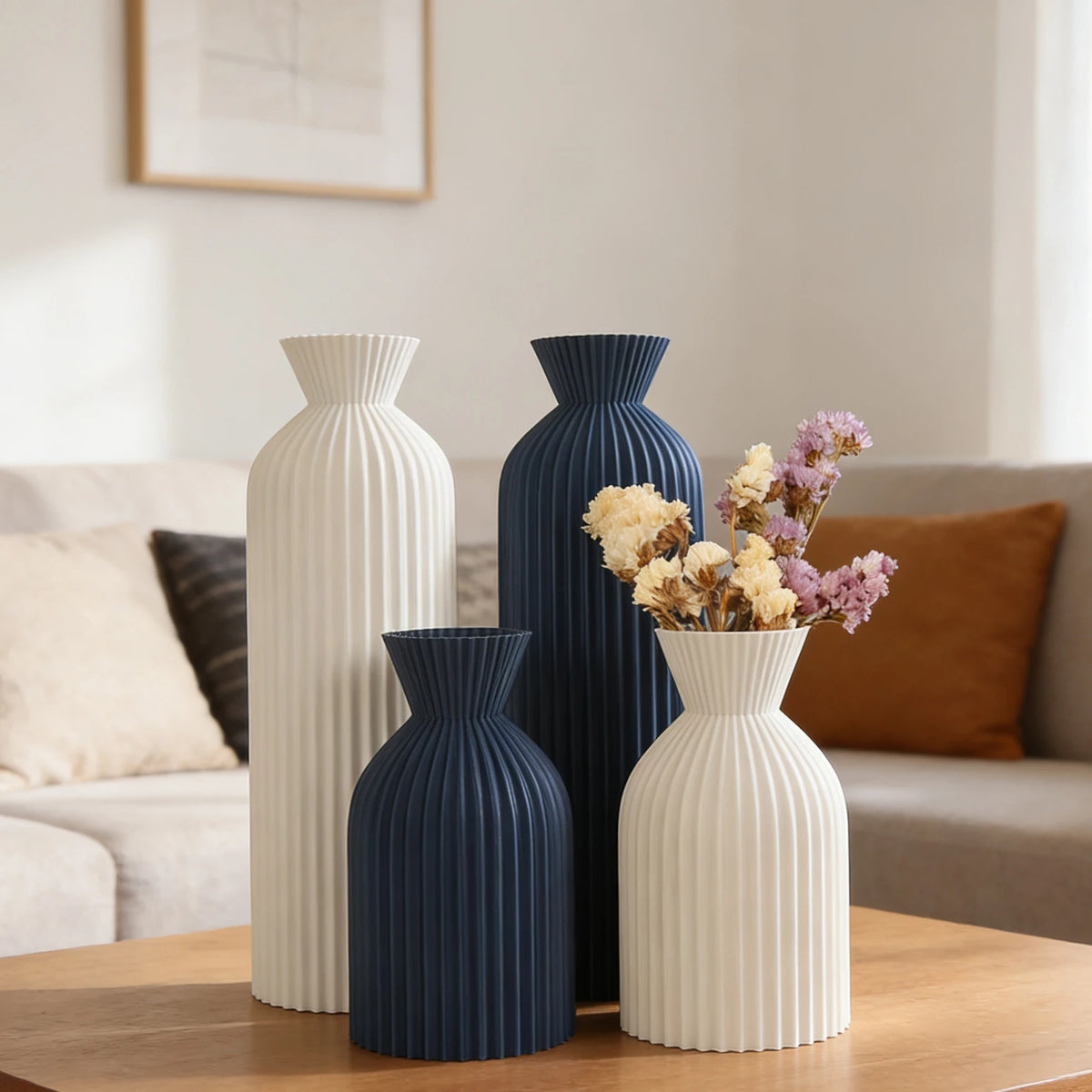 Vaso Plástico Wabi Sabi Minimalista Listrado — Nórdico para Flores e Decoração de Interiores