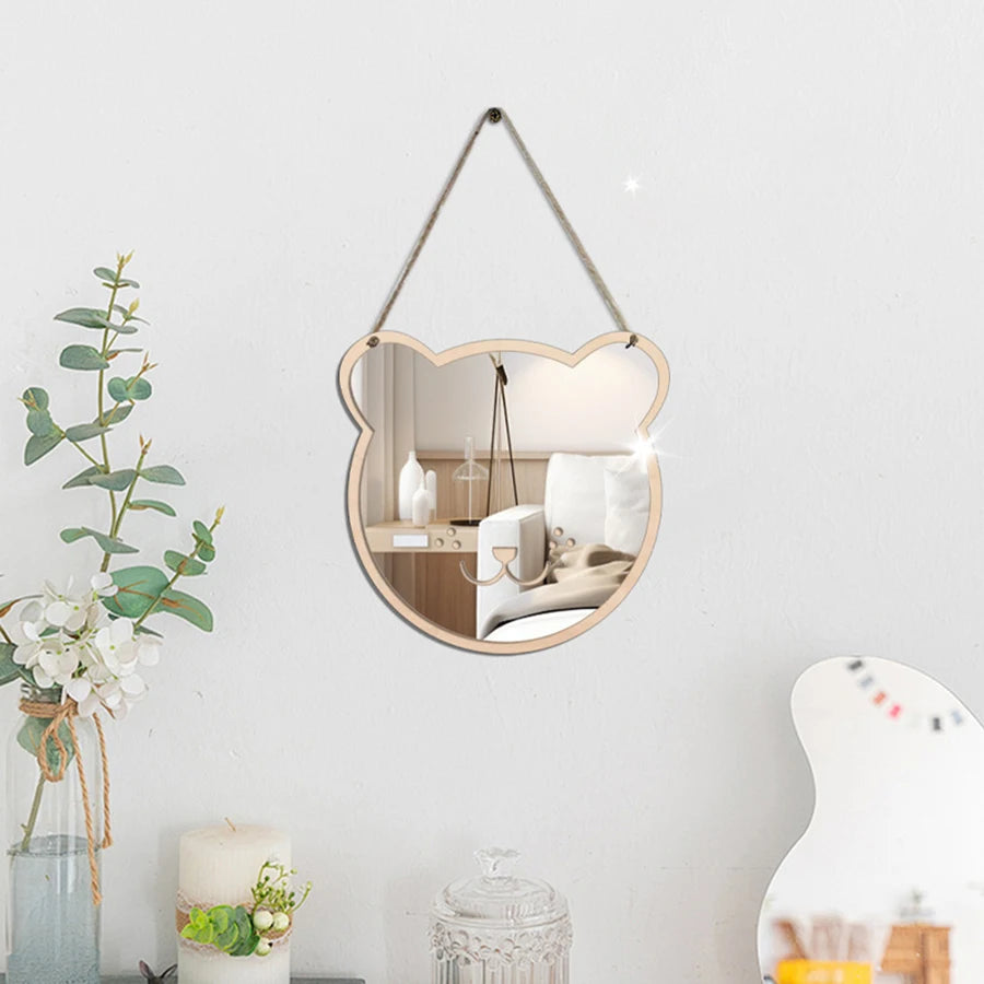 Adesivo Espelho de Parede Formato Animal Fofo — Decoração Divertida para Quarto Infantil