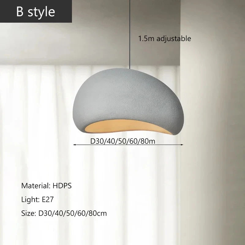 Lustre LED Estilo Wabi Sabi E27 — Pendente para Sala de Jantar, Quarto e Bar