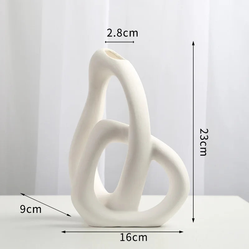 Vaso Cerâmica Abstrato CAPIRON — Arranjo Floral e Capim dos Pampas para Sala e Escritório