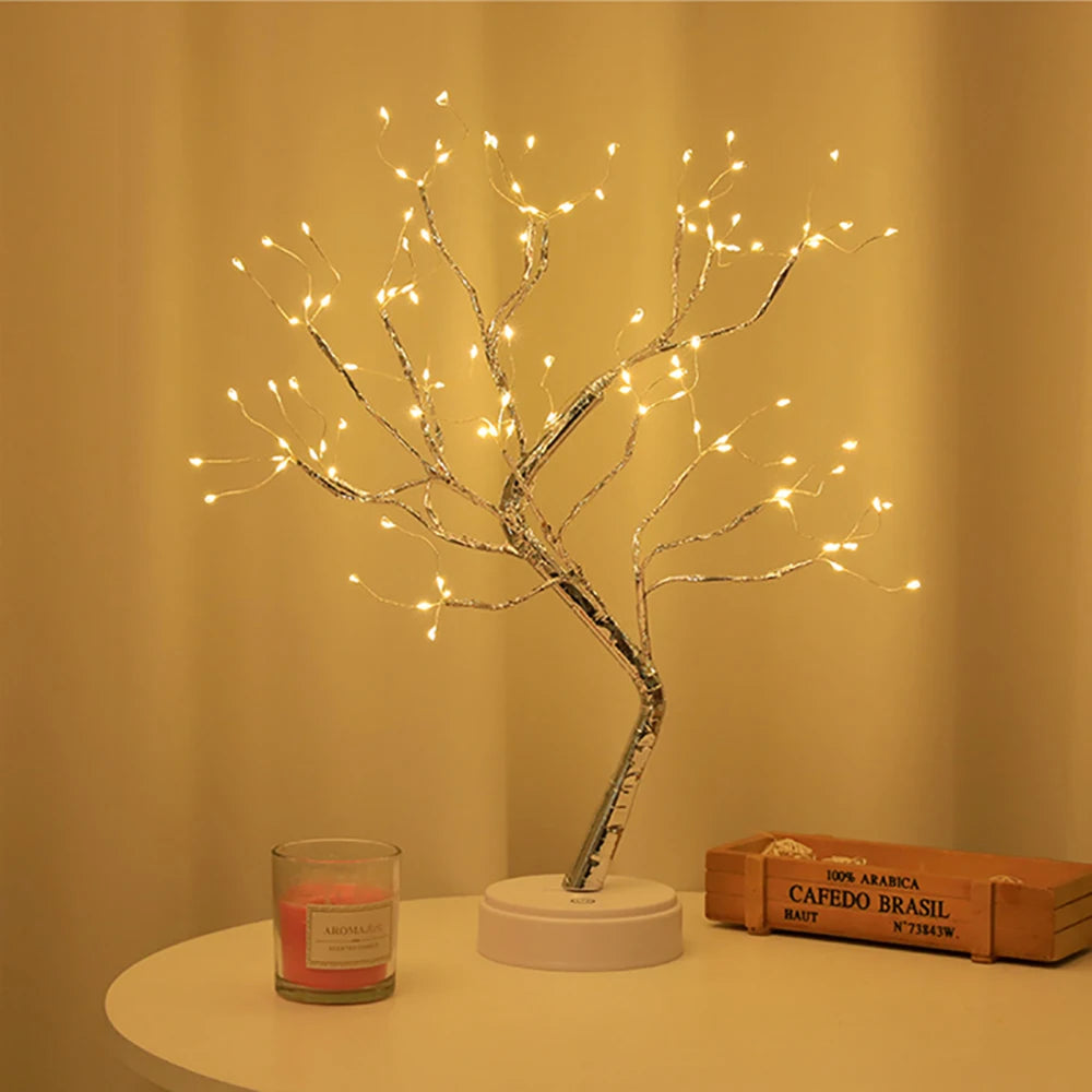 Luminária de Mesa Árvore LED — Decoração com 108 Luzes para Quarto e Festas