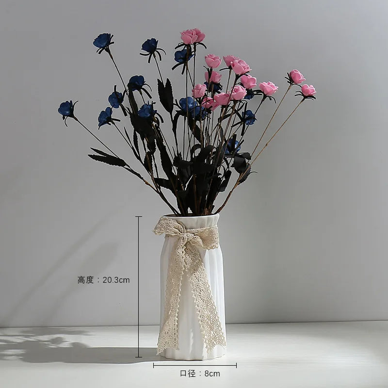 Vaso de Cerâmica Branco Moderno — Para Flores Secas e Hidroponia Sala e Quarto
