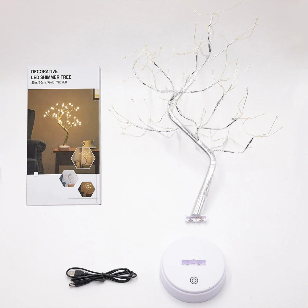 Luminária de Mesa Árvore LED — Decoração com 108 Luzes para Quarto e Festas