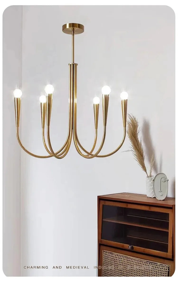 Lustre de Vela Pendente Preto Estilo Francês — Luminária de Luxo para Sala de Estar