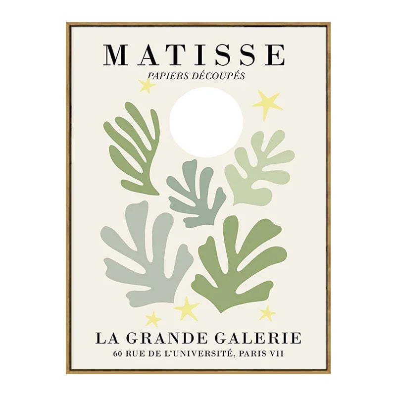 Quadro Decorativo Floral Abstrato Verde — Arte Minimalista Inspirada em Matisse e Picasso