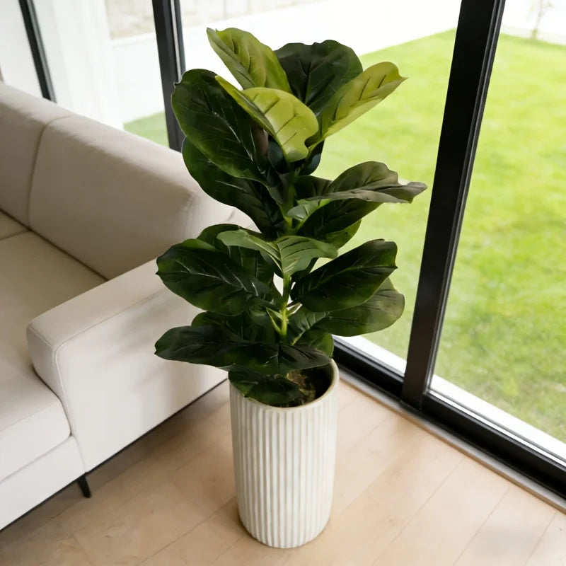 Ficus Lyrata Artificial 85–100cm — Planta Grande Realista para Escritório, Casa e Hotel