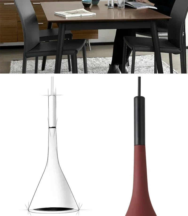 Pendente LED E27 Preto e Branco — Luminária de Mesa para Quarto e Sala de Jantar