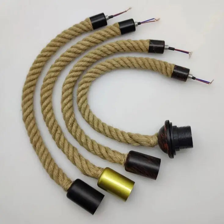 Pendente de Corda de Sisal Vintage Estilo Americano — Lustre Industrial Trançado para Bar e Sala