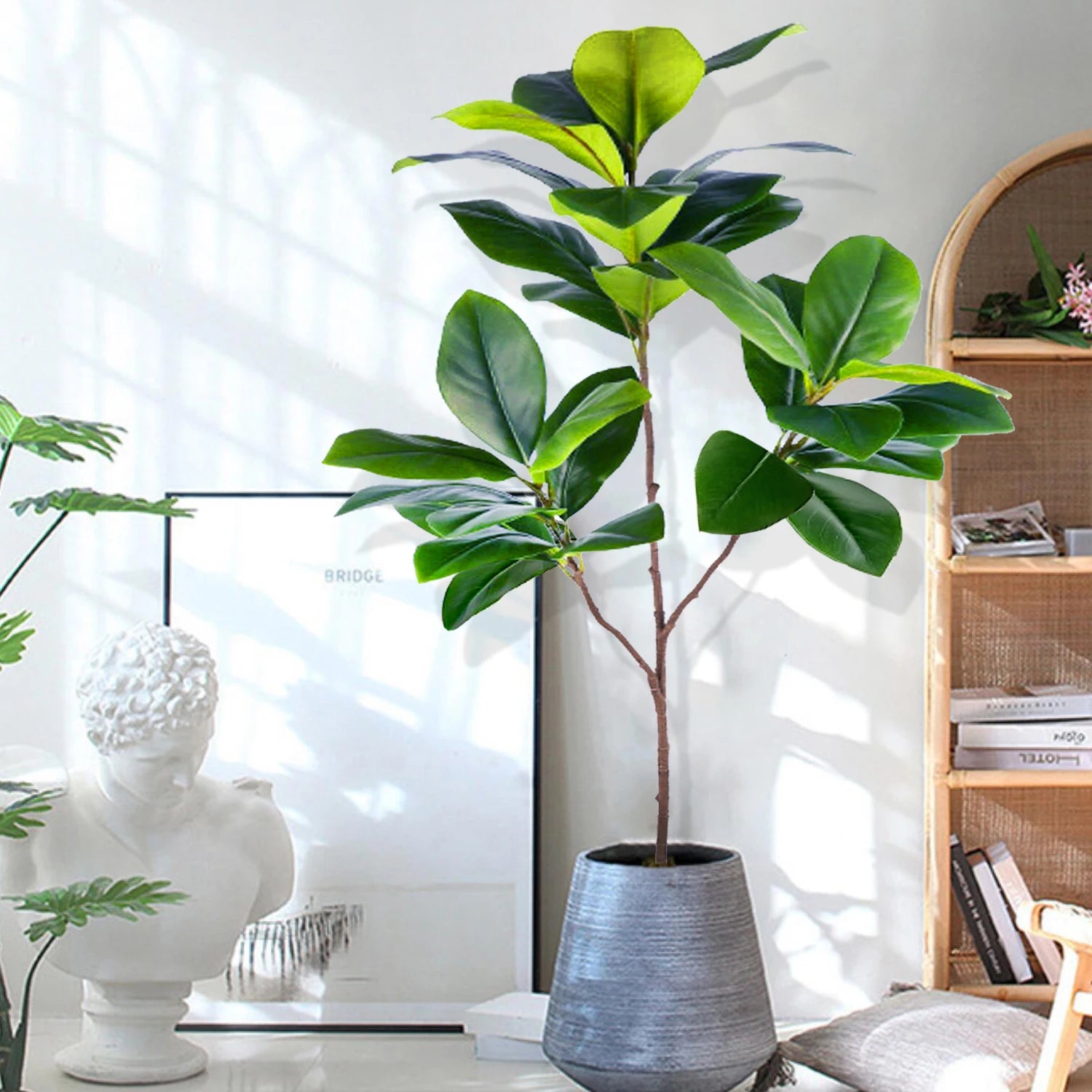 Ficus Lyrata Artificial Extra Grande 77 a 135cm — Para Jardim, Varanda e Escritório