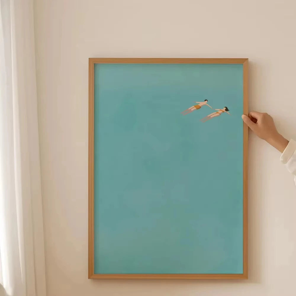 Quadro Decorativo Surrealismo Mar Verde Claro — Arte Abstrata Minimalista para Sala e Quarto