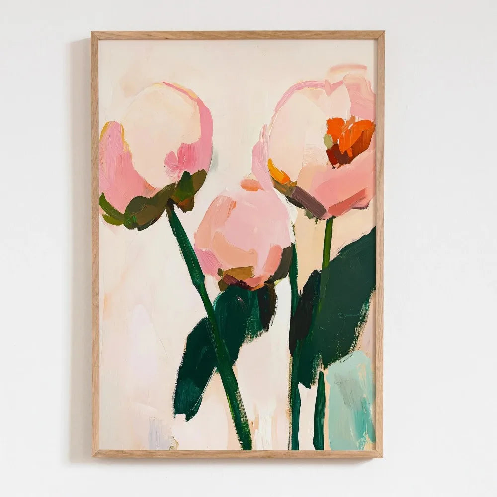 Quadro Decorativo Floral Bege Retrô sem Moldura — Arte Botânica para Sala