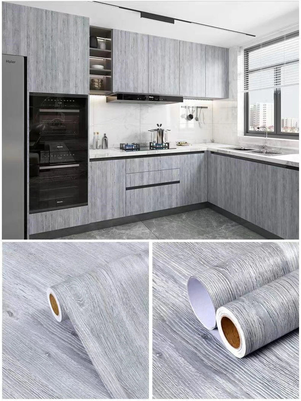 Papel de Parede PVC Autocolante Madeira — Vinílico para Móveis, Armários e Decoração