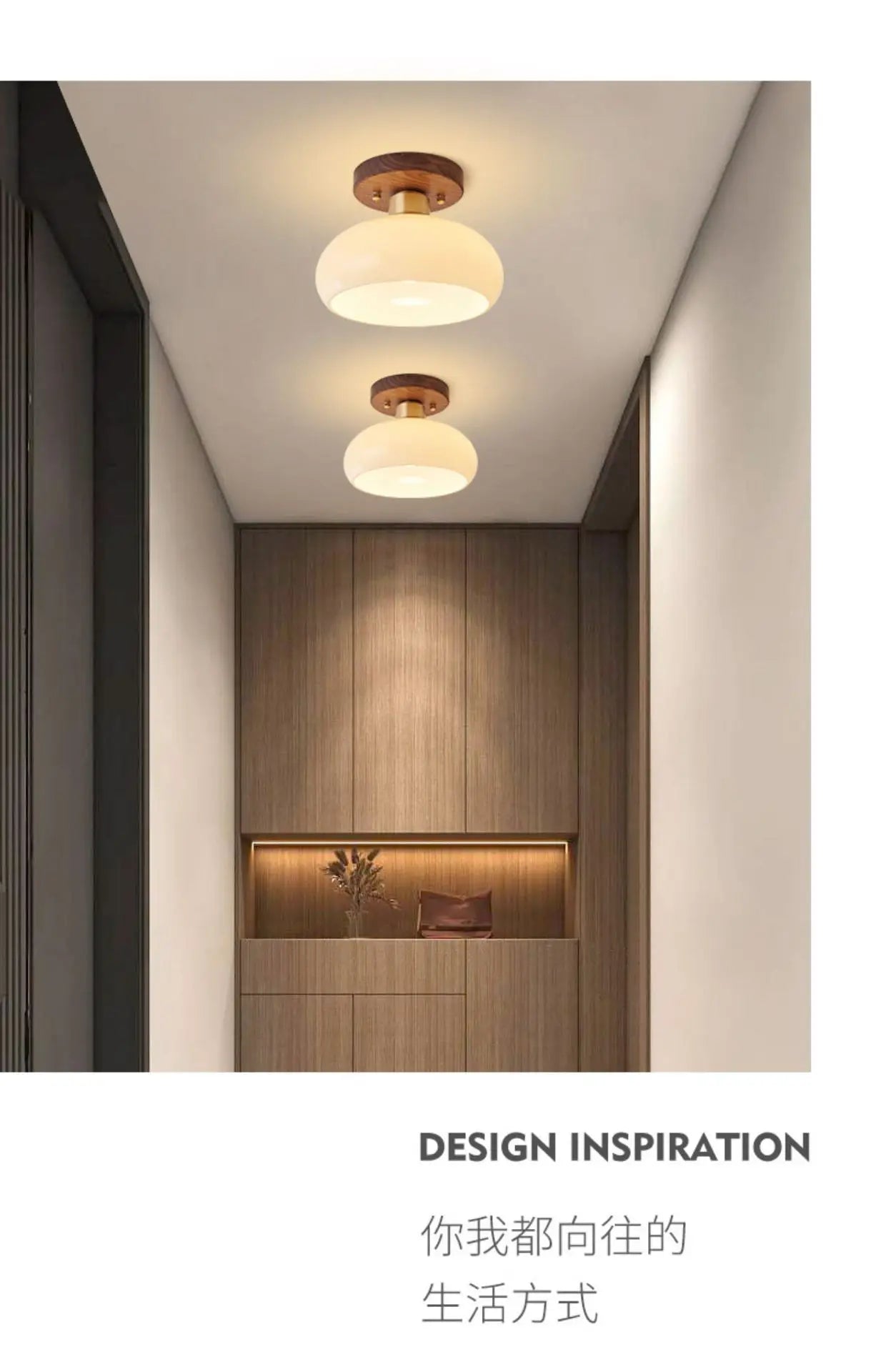 Luminária de Teto Estilo Chinês Luxo — Nogueira e Bronze para Hall, Entrada e Varanda