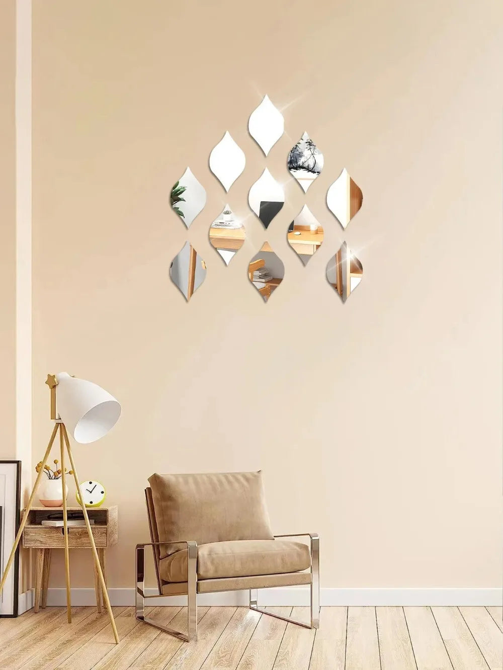Adesivo Espelho Gota d'Água Acrílico 3D Kit 10 a 30 Peças — Decoração DIY para Sala