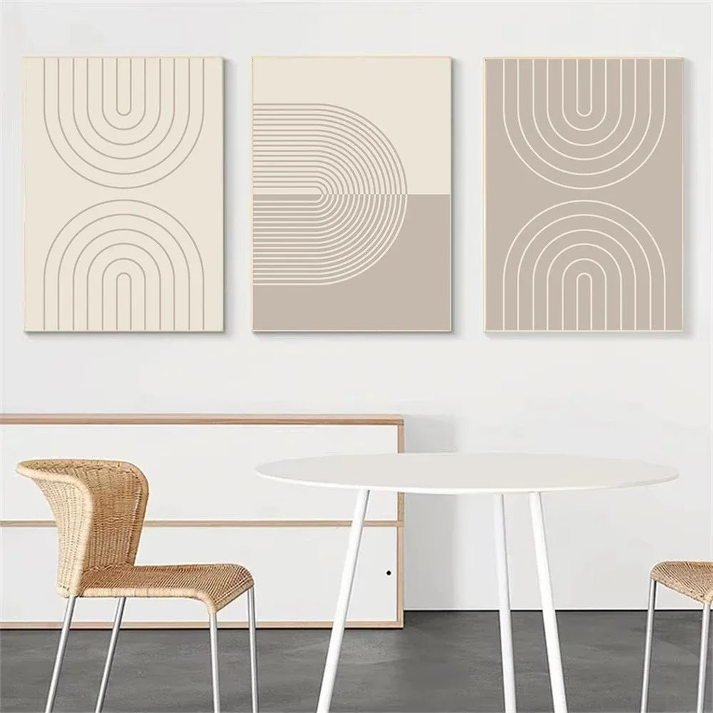 Quadro Canvas Bege Minimalista Boho — Poster Abstrato para Quarto e Sala Estilo Nórdico