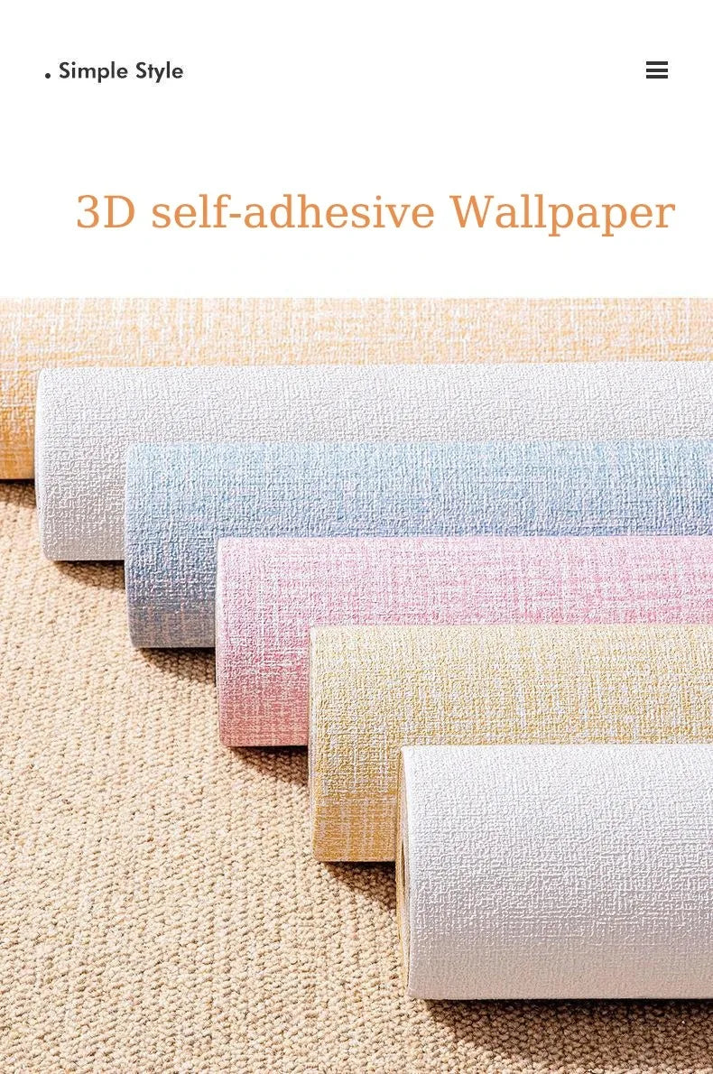 Papel de Parede Linho Liso Impermeável Autocolante — Textura Natural para Quarto e Sala