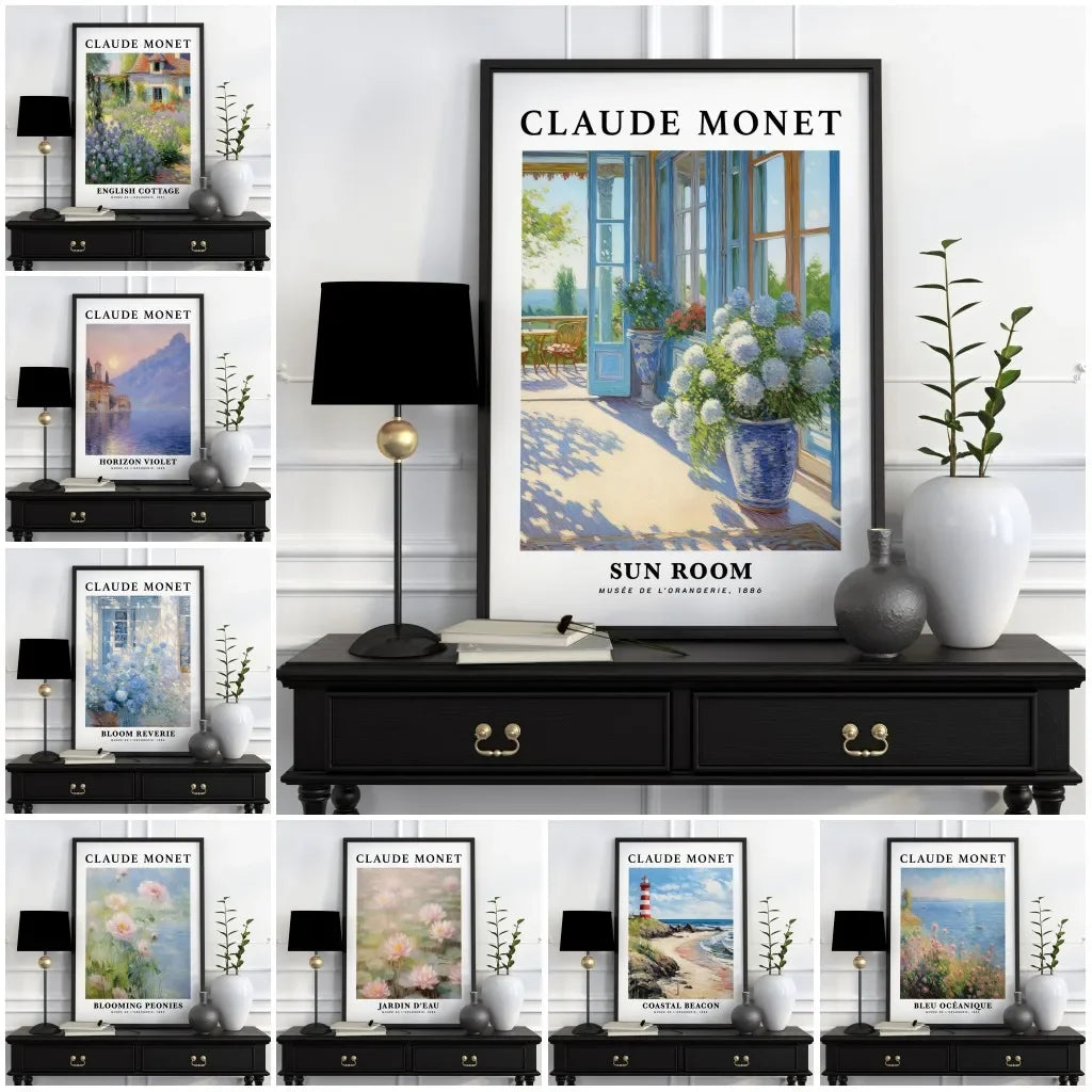 Quadro Decorativo Coleção Monet Jardim Colorido — Arte de Paisagem Vintage para Sala