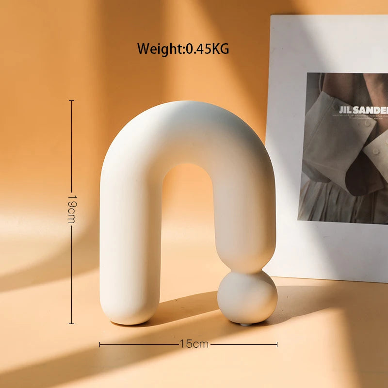 Vaso Cerâmica Branco Nórdico para Flores Artificiais — Figurine Decorativa para Sala