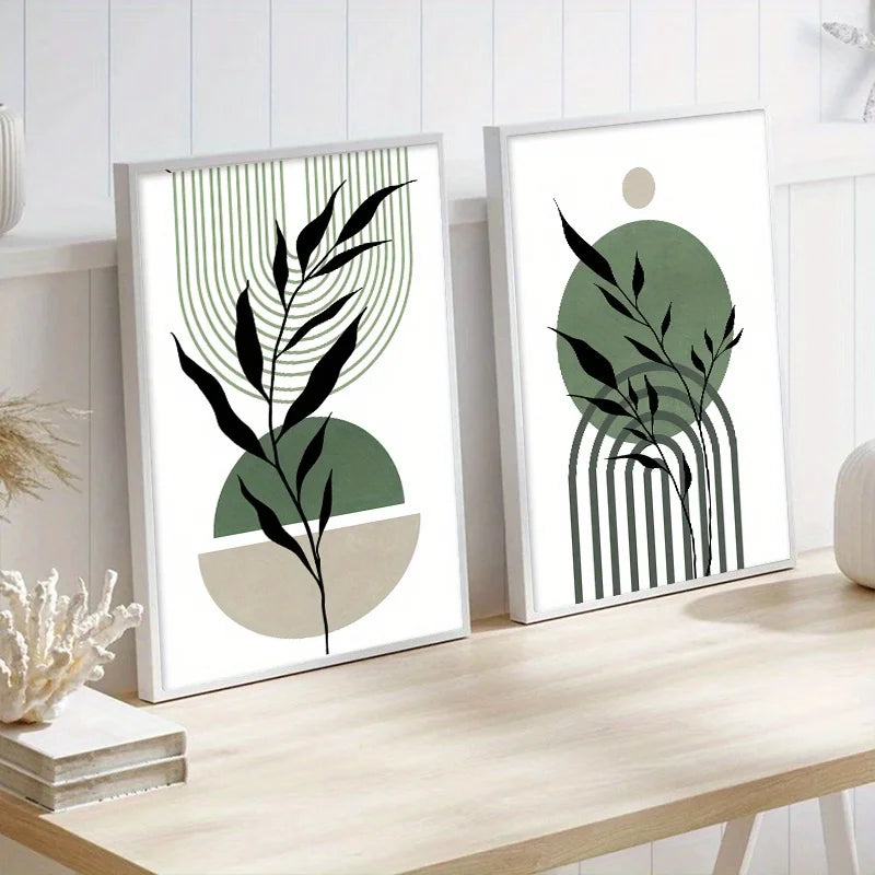 Kit 3 Quadros Boho Verde Sage — Arte Botânica Abstrata para Sala e Quarto