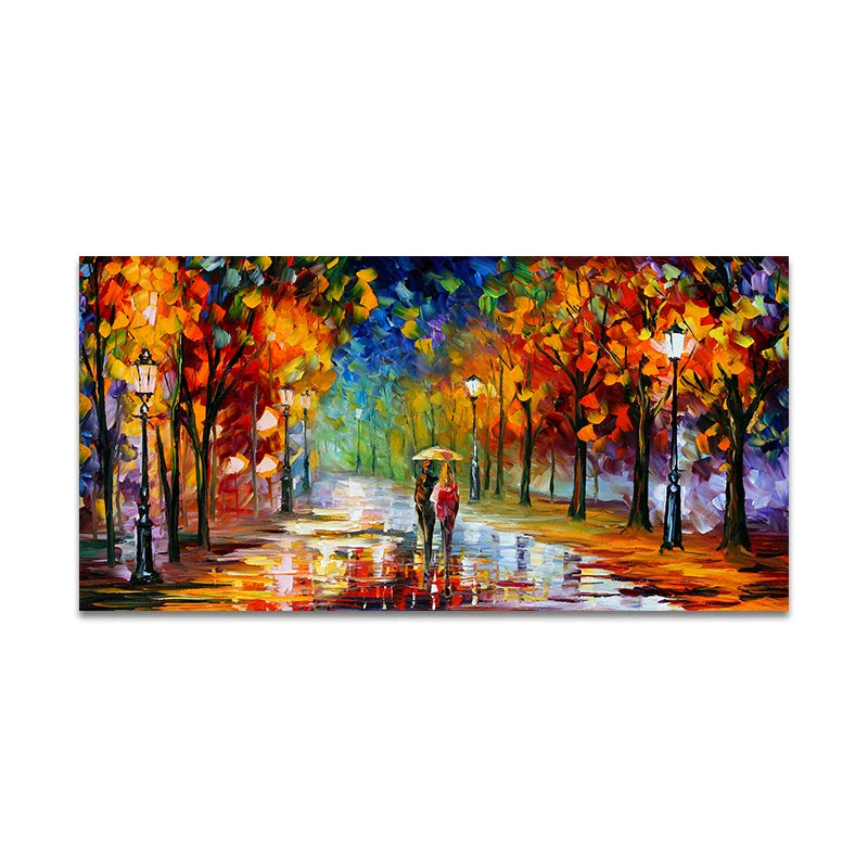 Quadro Decorativo Jardim Chuvoso Colorido — Arte de Paisagem Abstrata para Sala e Quarto