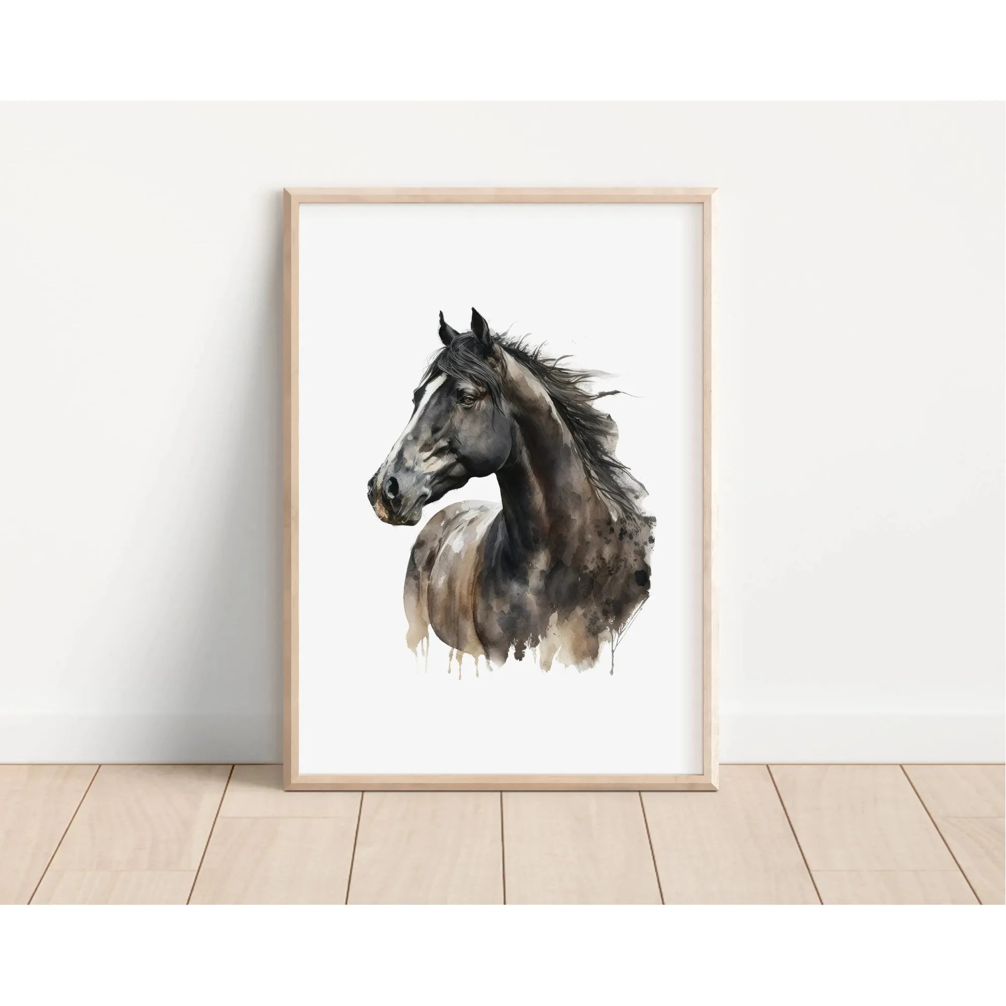 Quadro Canvas Cavalo Minimalista Preto e Marrom — Arte Animal para Sala e Quarto