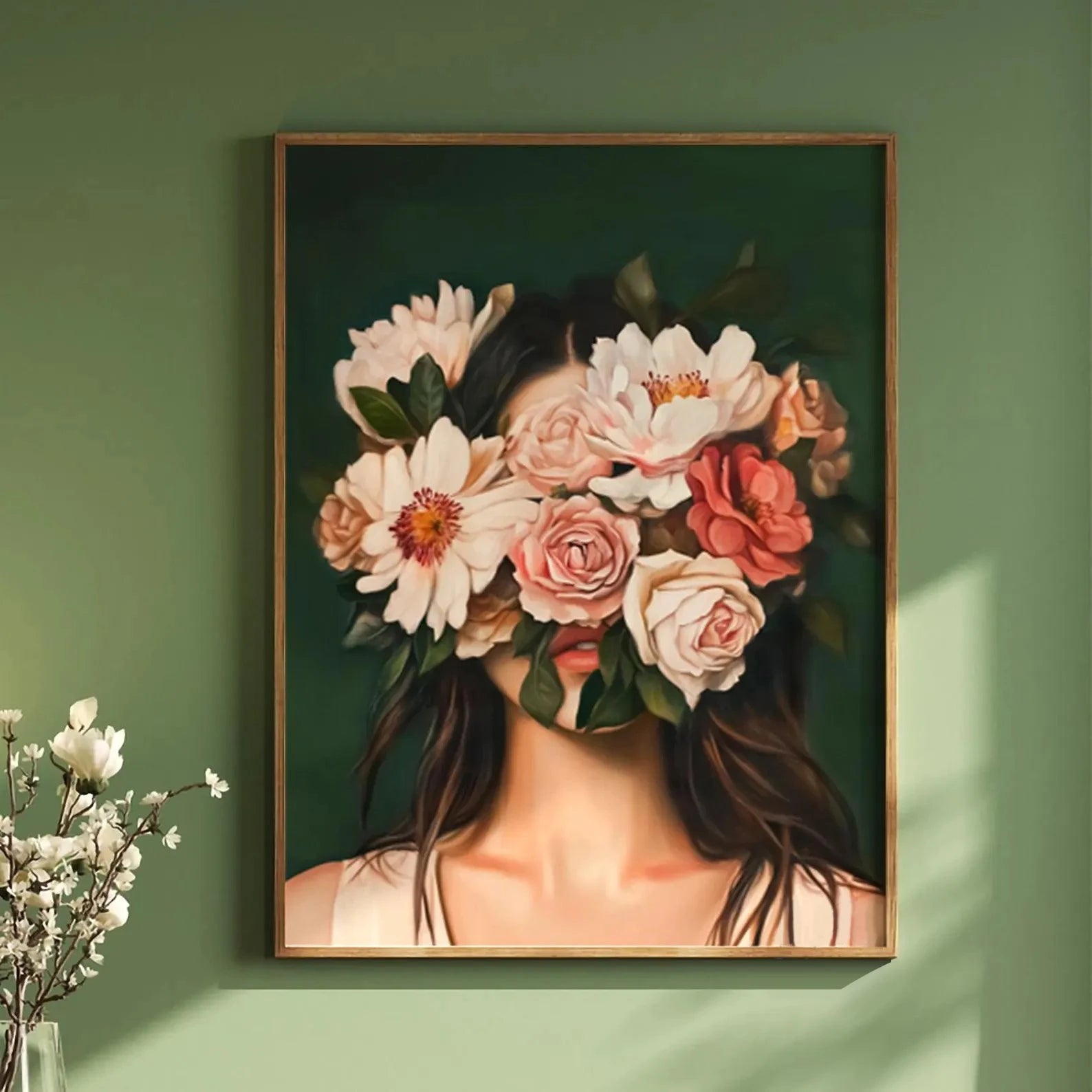 Quadro Decorativo Figuras Verdes Abstratas — Arte Minimalista para Sala