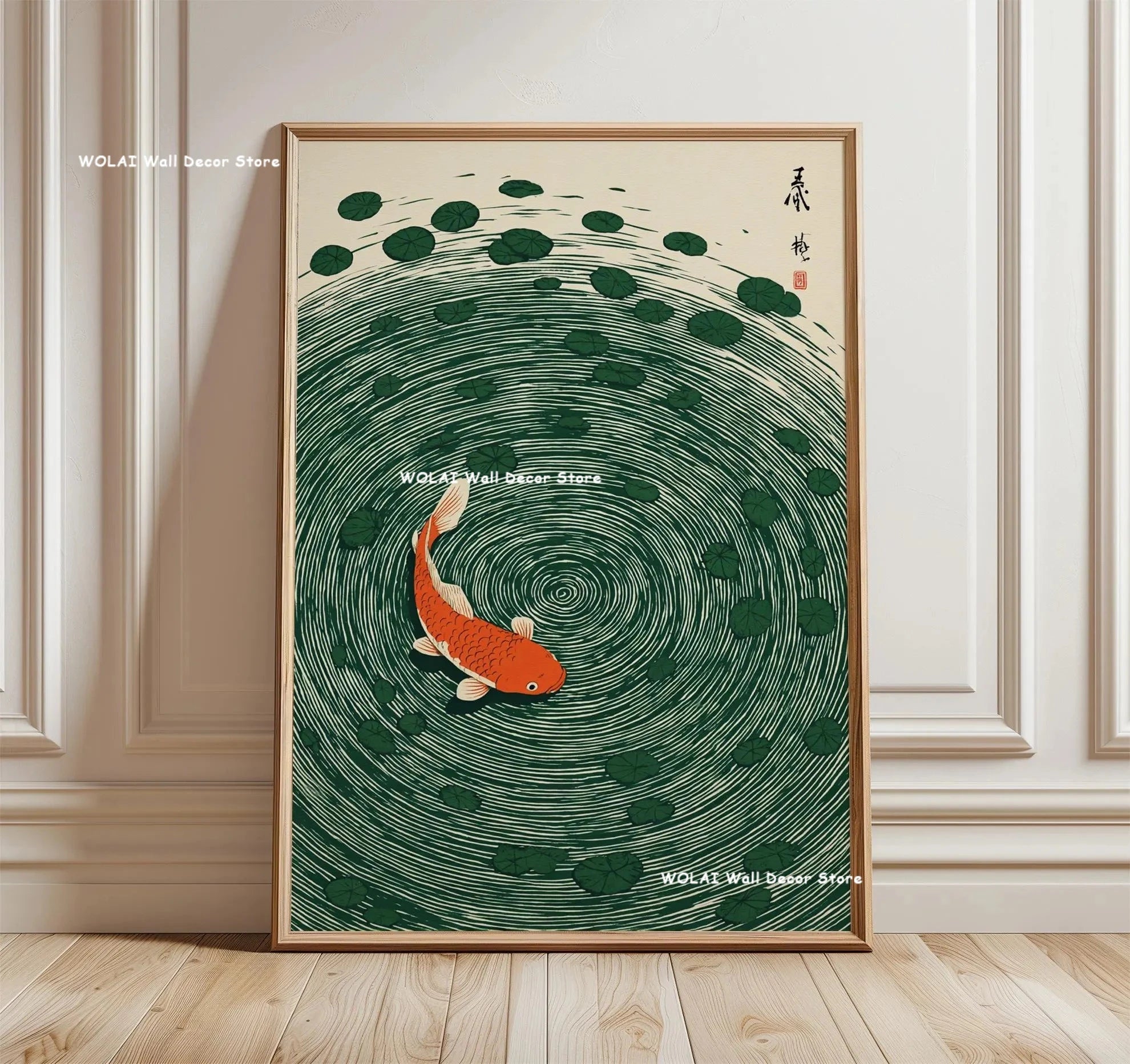 Quadro Decorativo Floresta Japonesa e Carpa Koi Zen — Arte de Águas e Sol para Sala
