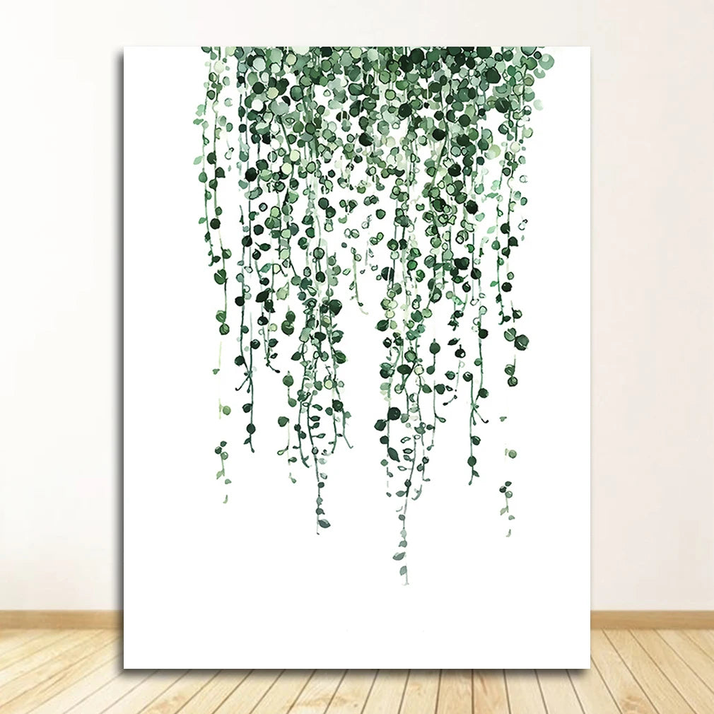 Quadro Decorativo Plantas Tropicais Folhas Verdes — Arte Escandinava Moderna para Sala