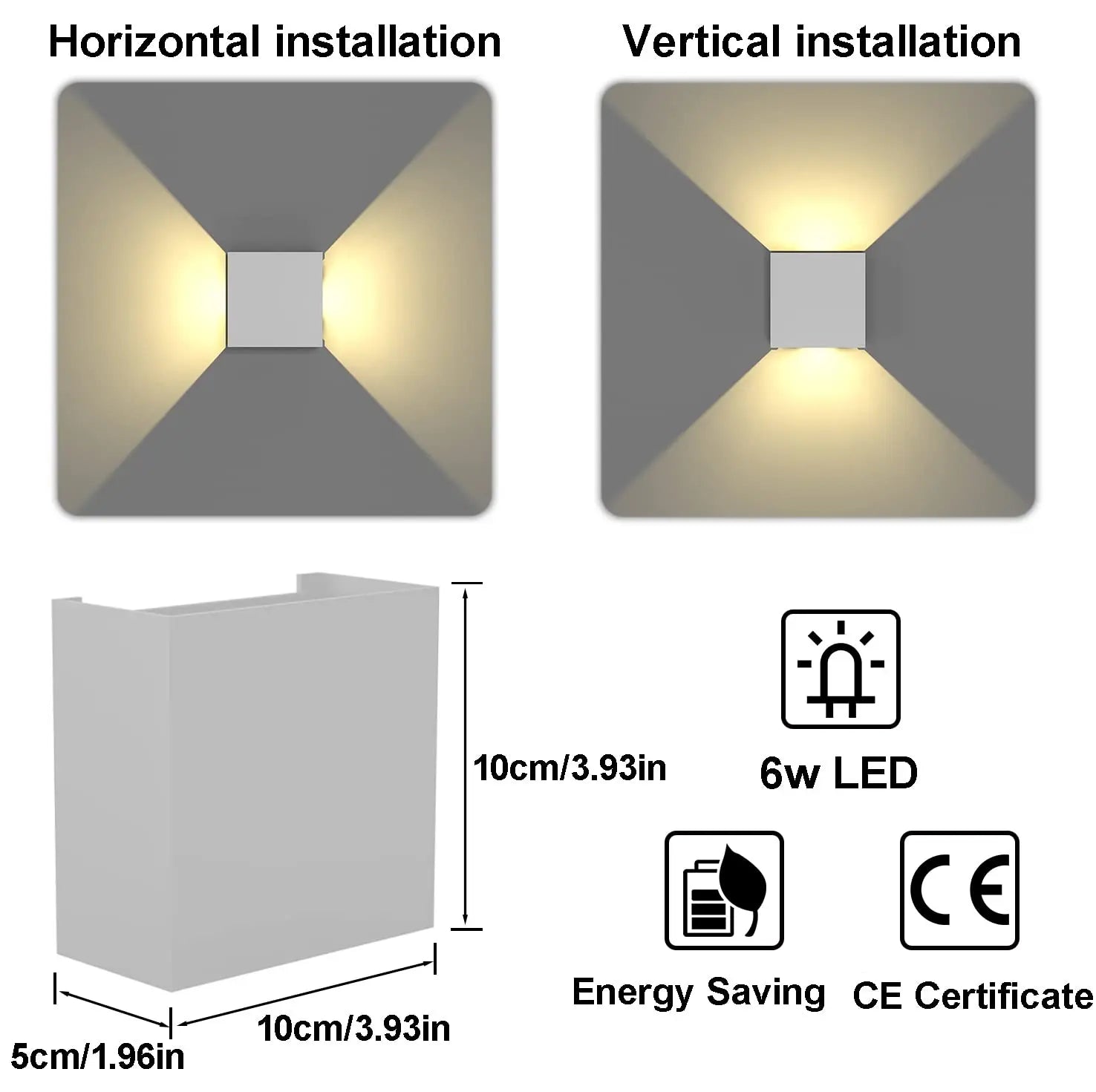 Arandela LED 6W Moderna IP65 — Luz Cima e Baixo para Sala, Corredor, Quarto e Área Externa
