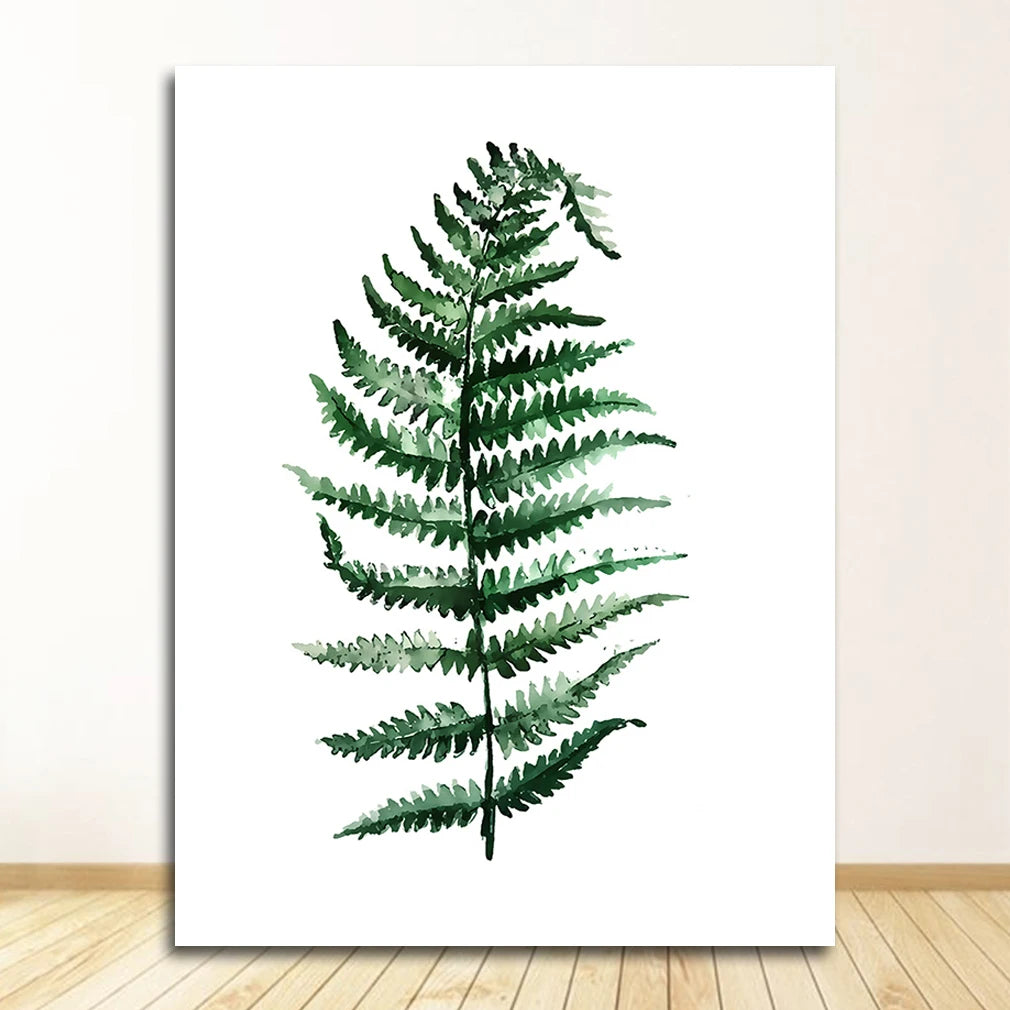 Quadro Decorativo Plantas Tropicais Folhas Verdes — Arte Escandinava Moderna para Sala