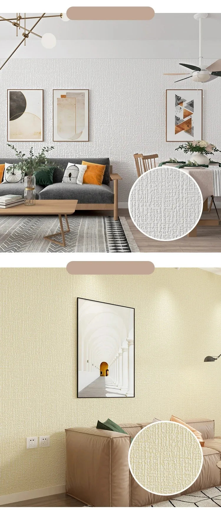 Papel de Parede Linho Liso Impermeável Autocolante — Textura Natural para Quarto e Sala