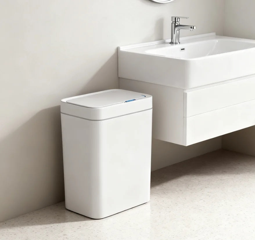 Lixeira Inteligente 15L com Sensor Automático — Sem Toque Higiene Total para Banheiro e Cozinha