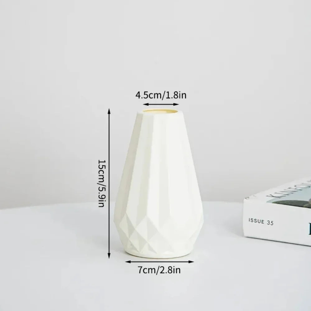 Vaso Plástico Estilo Cerâmica Diamante Nórdico — Para Arranjos Florais e Sala