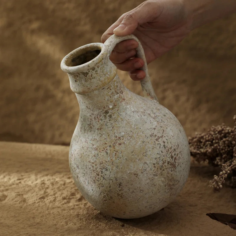 Vaso Cerâmica Retrô CAPIRON para Flores Secas Wabi Sabi — Nórdico para Estante e Sala