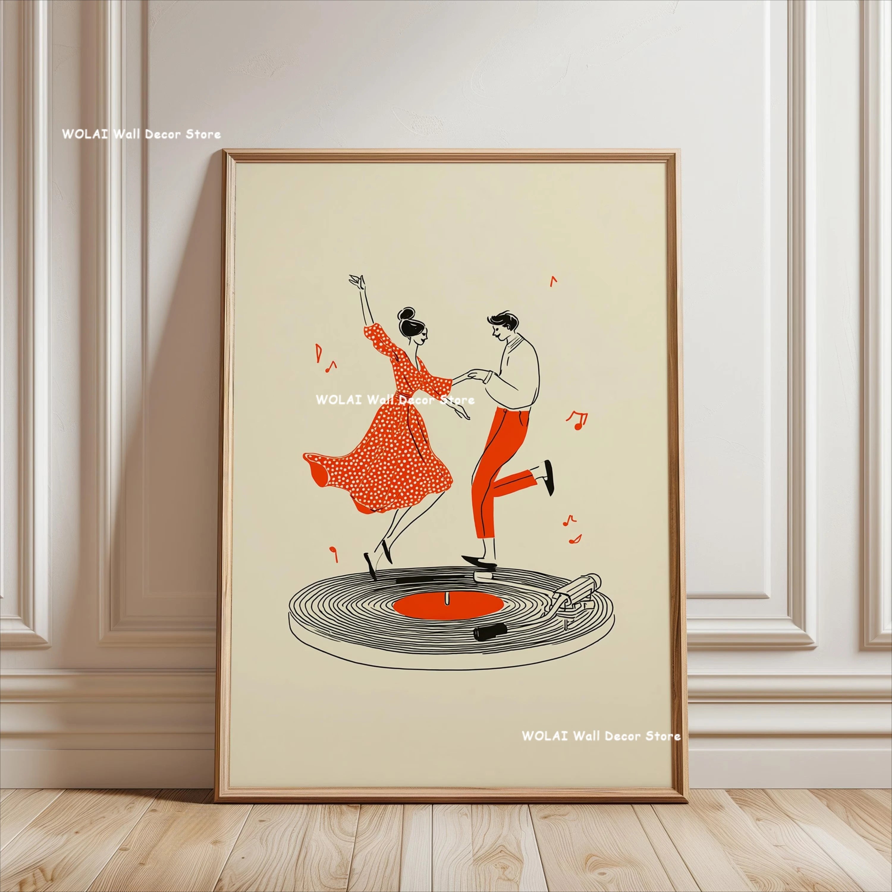 Quadro Decorativo Disco de Vinil Retrô — Arte Musical Japonesa para Sala e Quarto