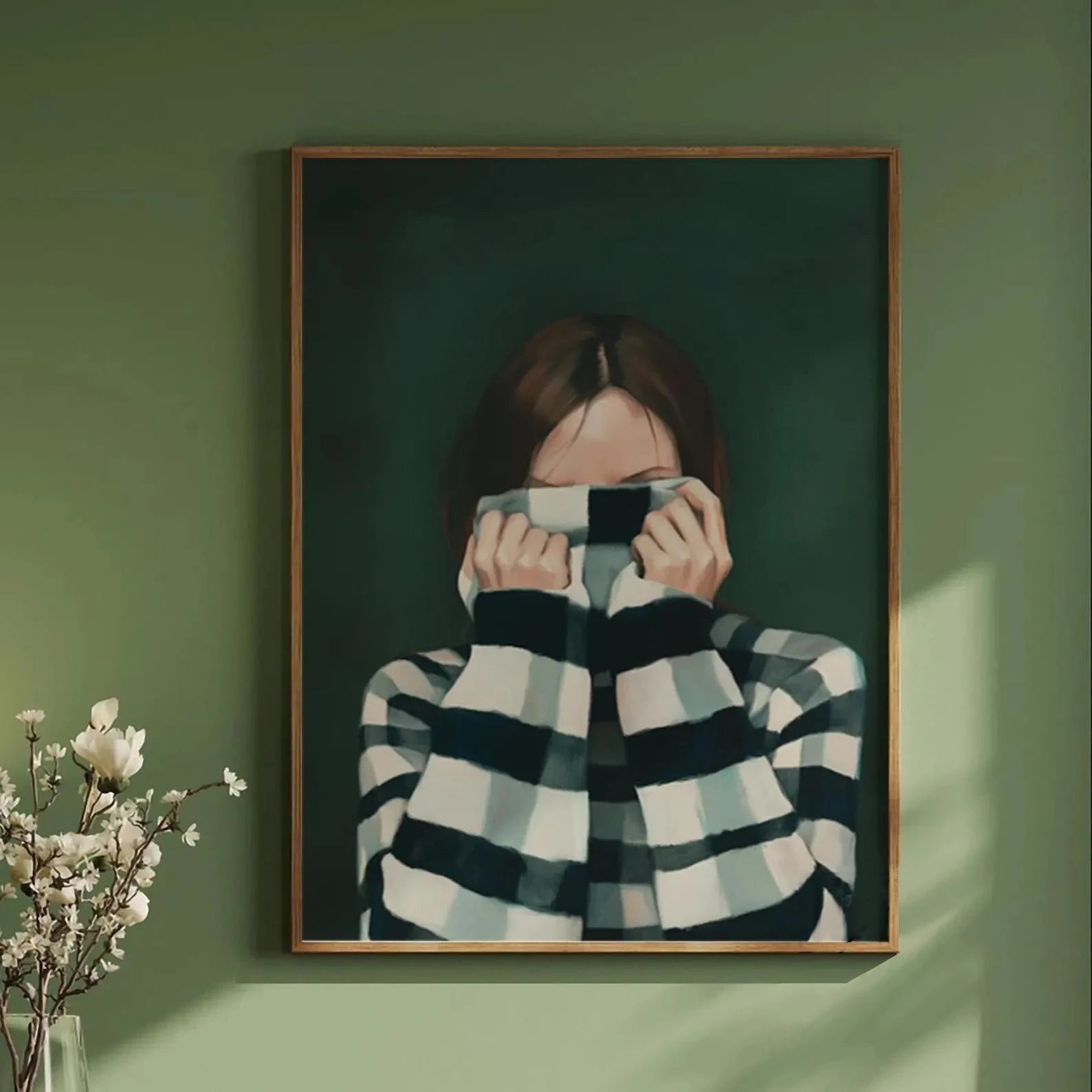 Quadro Decorativo Figuras Verdes Abstratas — Arte Minimalista para Sala