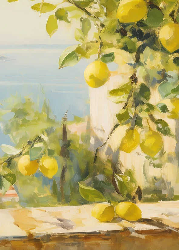 Quadro Decorativo Jardim de Limões Retrô — Arte Botânica para Sala e Escritório